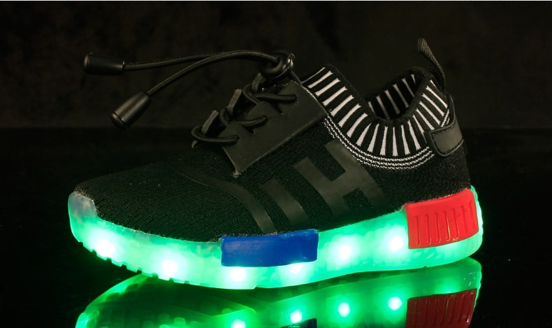 Black Casual Easy Strap LED Sport Shoes - Kids