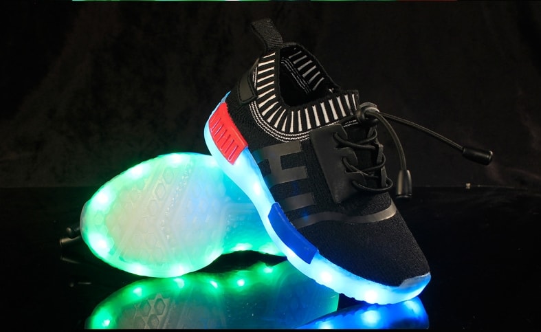 Black Casual Easy Strap LED Sport Shoes - Kids