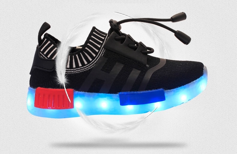 Black Casual Easy Strap LED Sport Shoes - Kids