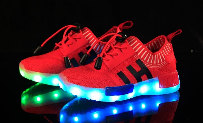 Red Casual Easy Strap LED Sport Shoes - Kids