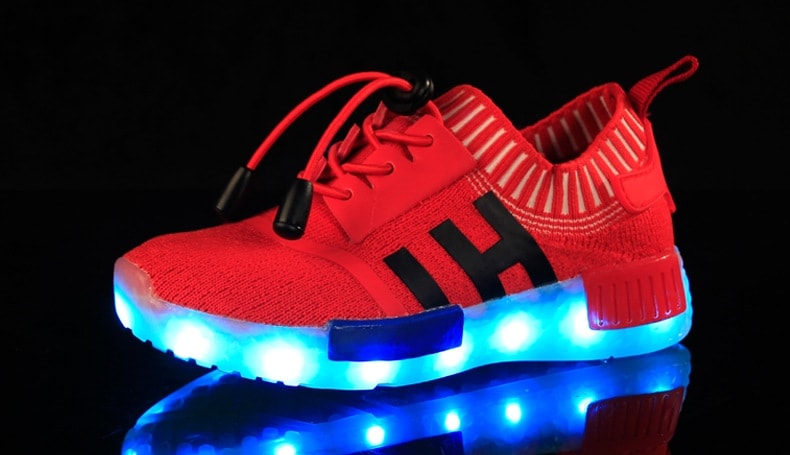 Red Casual Easy Strap LED Sport Shoes - Kids