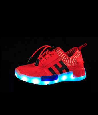 Red Casual Easy Strap LED Sport Shoes - Kids