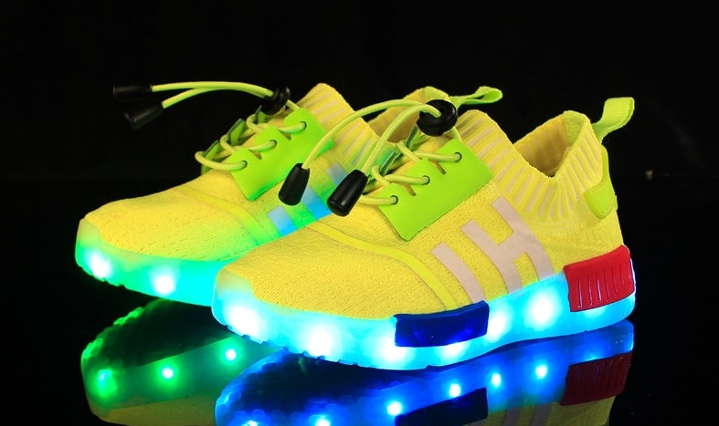 Yellow Casual Easy Strap LED Sport Shoes - Kids