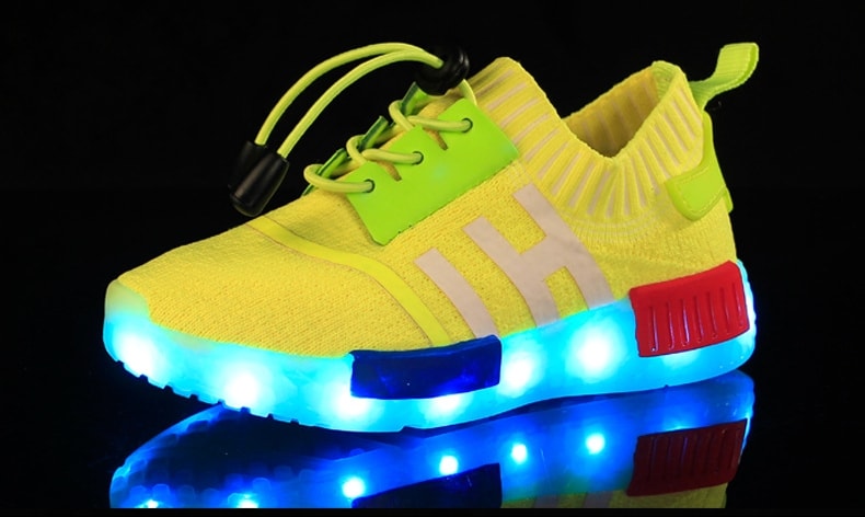 Yellow Casual Easy Strap LED Sport Shoes - Kids