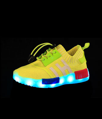 Yellow Casual Easy Strap LED Sport Shoes - Kids