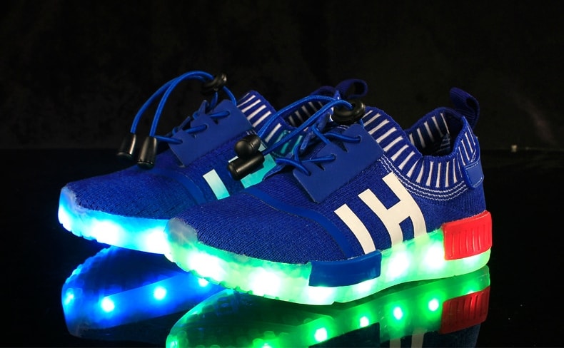 Blue Casual Easy Strap LED Sport Shoes - Kids