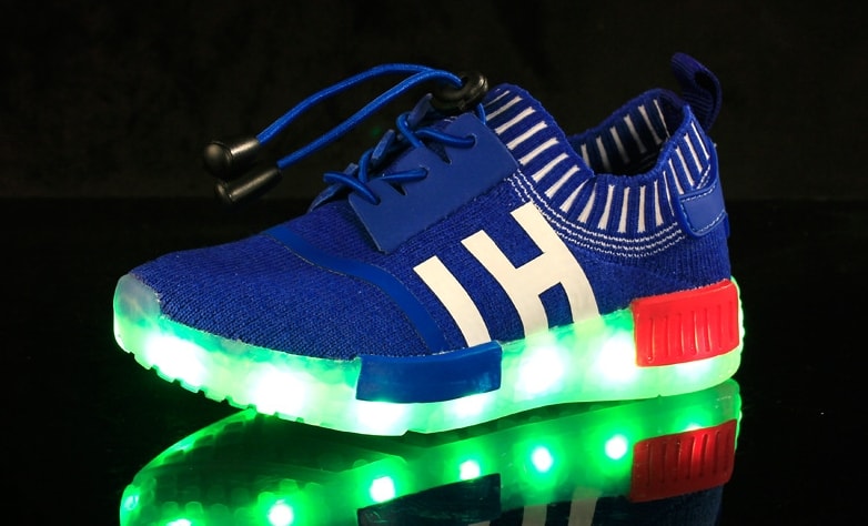 Blue Casual Easy Strap LED Sport Shoes - Kids