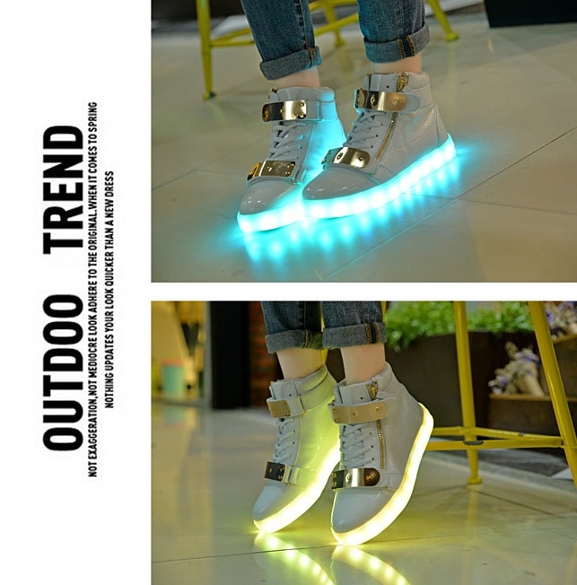 White Naruto Style Led Boots - Unisex Adult