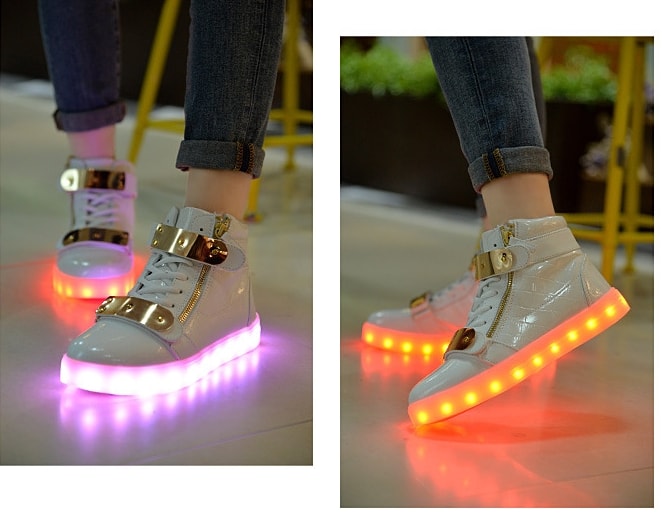 White Naruto Style Led Boots - Unisex Adult