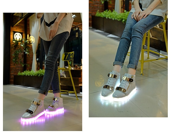 White Naruto Style Led Boots - Unisex Adult