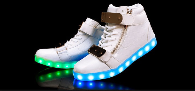 White Naruto Style Led Boots - Unisex Adult