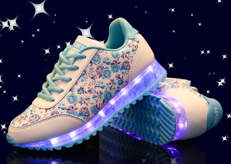 White Flower Luminous LED Shoes - Female