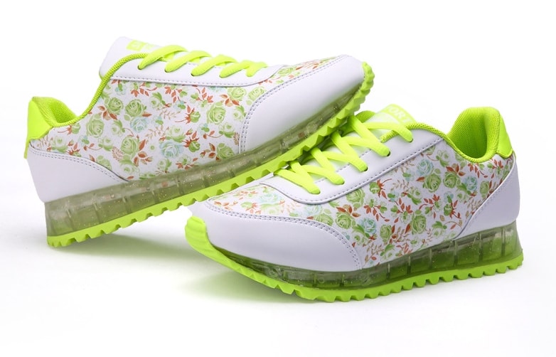 Green Flower Luminous LED Shoes - Female