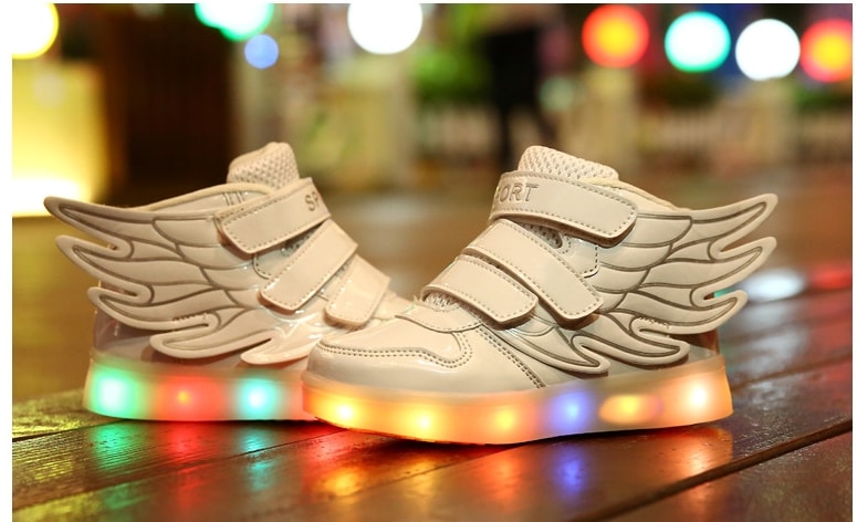 White Rainbow LED Wing Boots - Kids