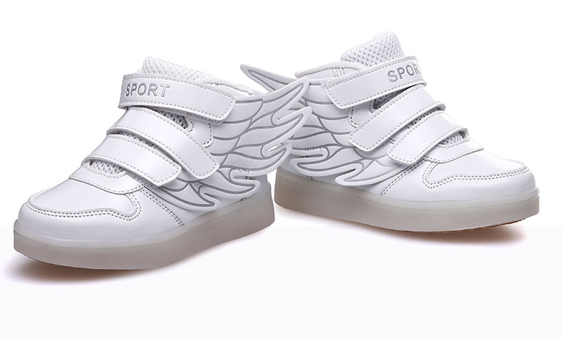 White Rainbow LED Wing Boots - Kids