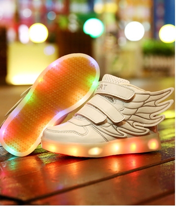 White Rainbow LED Wing Boots - Kids