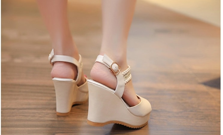 Beige High Heel Korea Wedges