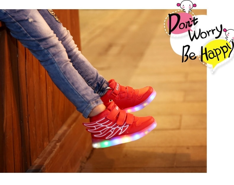 Red Rainbow LED Wing Boots - Kids