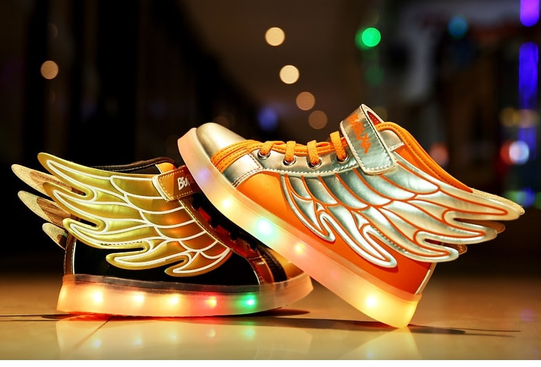 Orange Rainbow Angel Wing LED Boots - Kids