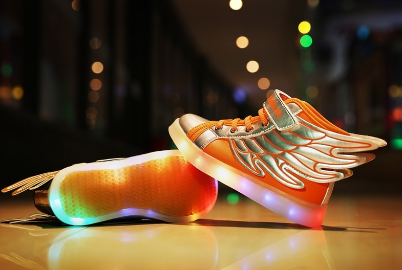 Orange Rainbow Angel Wing LED Boots - Kids