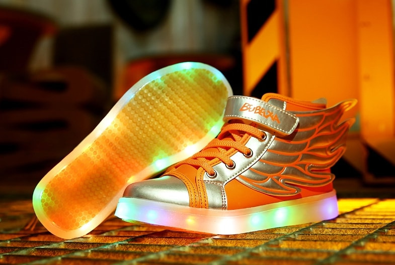 Orange Rainbow Angel Wing LED Boots - Kids