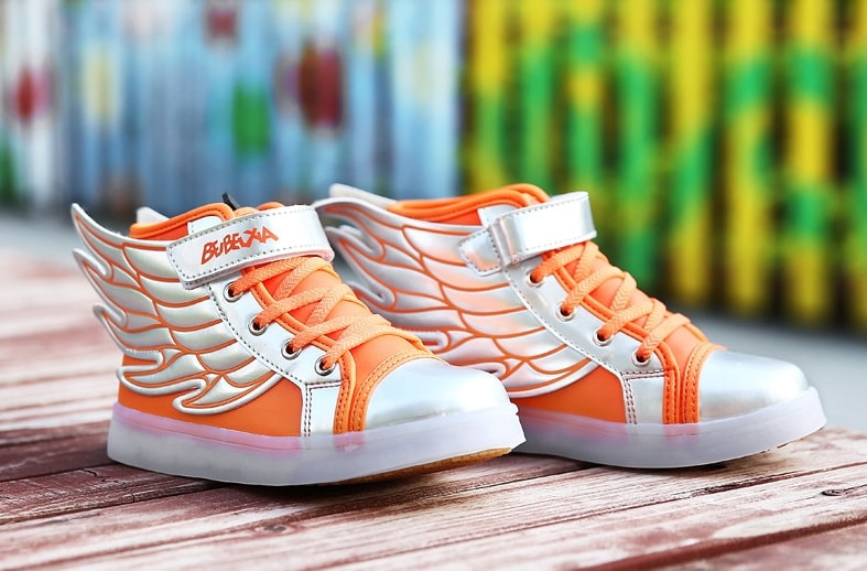 Orange Rainbow Angel Wing LED Boots - Kids