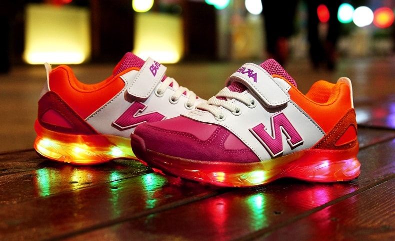 Orange Sport Rainbow LED Shoes - Kids