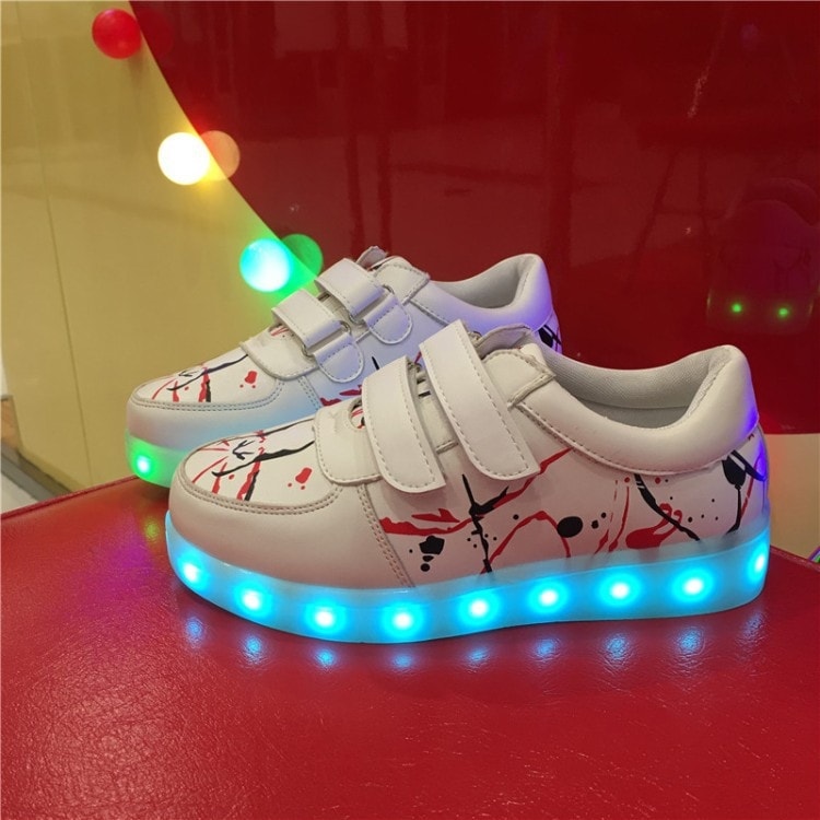 White Asakushi Style LED Shoes - Kids