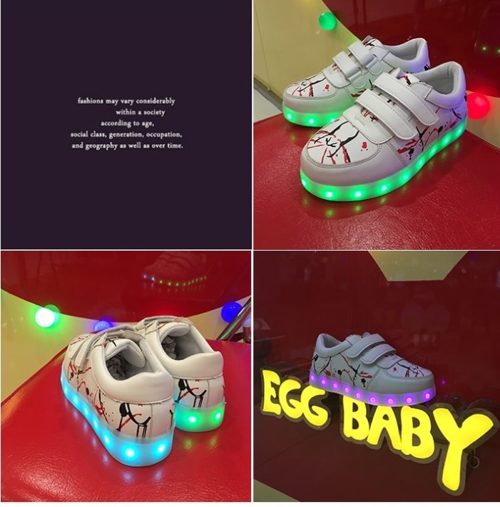 White Asakushi Style LED Shoes - Kids