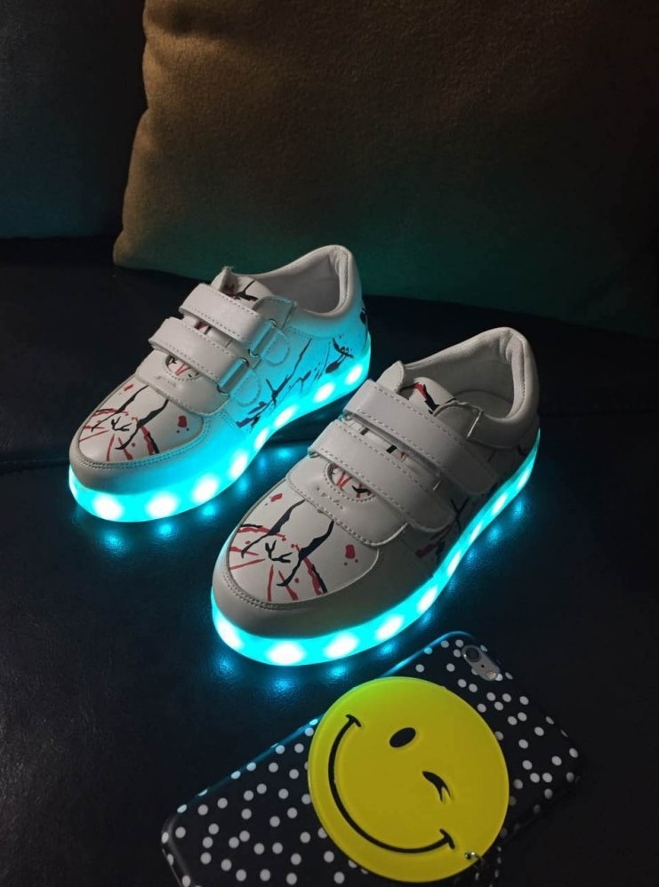 White Asakushi Style LED Shoes - Kids