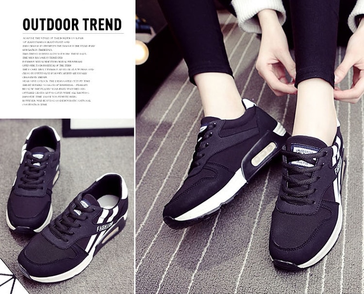 Black Casual Sport Sneakers Import