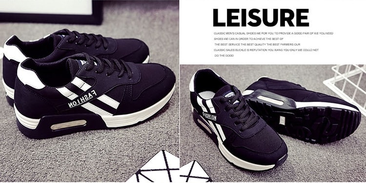 Black Casual Sport Sneakers Import