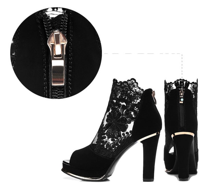 Black High Heel Lace Shoes Centenary