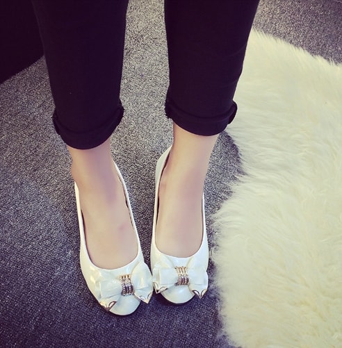 White Korean Flat Shoes Import