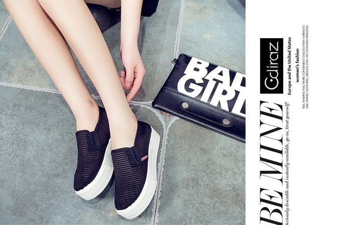 Black Loafers Mesh Shoes Import