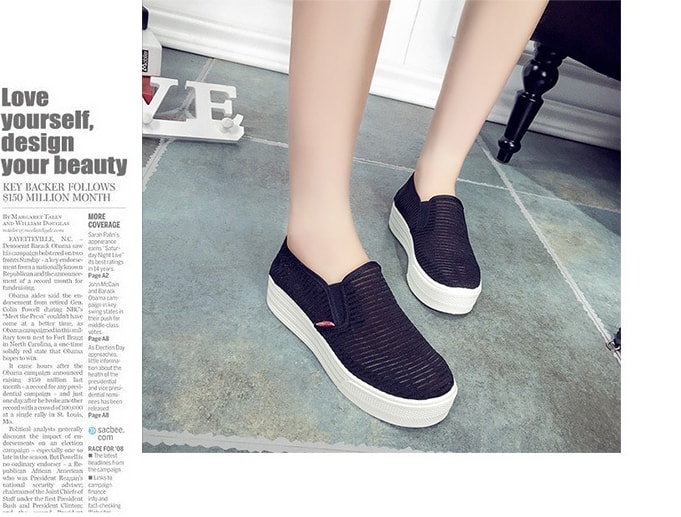 Black Loafers Mesh Shoes Import