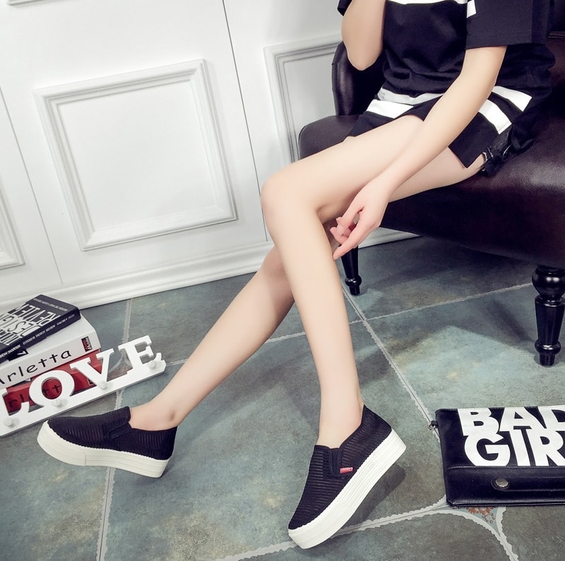 Black Loafers Mesh Shoes Import