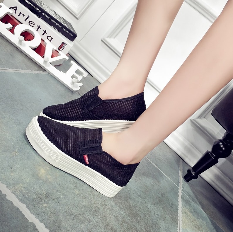 Black Loafers Mesh Shoes Import