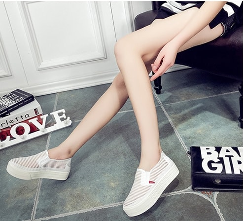 White Loafers Mesh Shoes Import