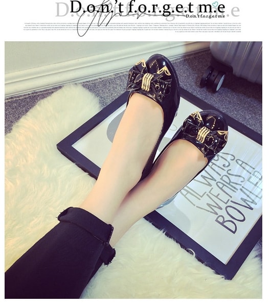 Black Korean Flat Shoes Import