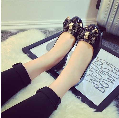 Black Korean Flat Shoes Import