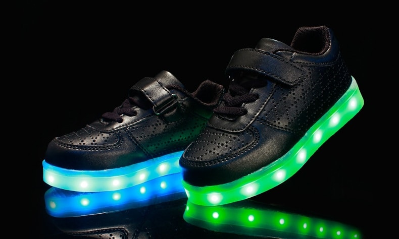 Black Strap Colorful LED Shoes - Kids