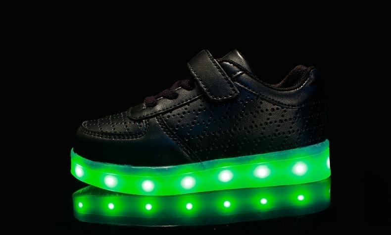 Black Strap Colorful LED Shoes - Kids