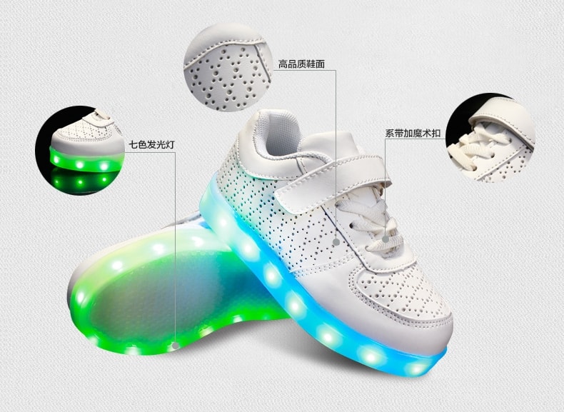 Black Strap Colorful LED Shoes - Kids