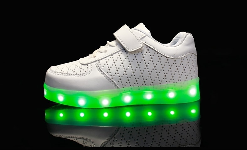 White Strap Colorful LED Shoes - Kids