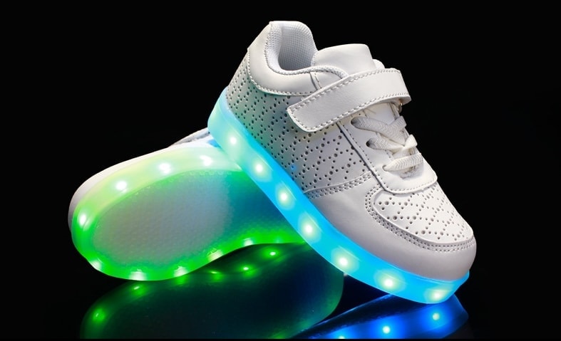 White Strap Colorful LED Shoes - Kids