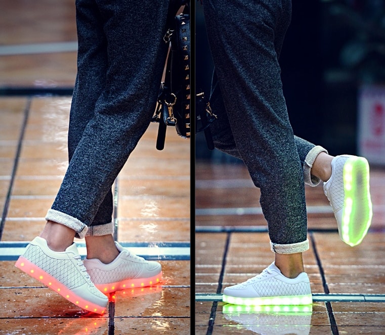 White Casual Korean Style LED Shoes - Unisex Adult