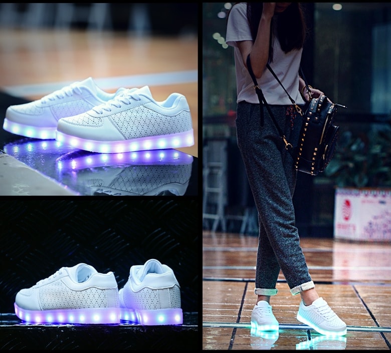 White Casual Korean Style LED Shoes - Unisex Adult