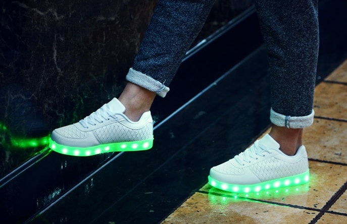 White Casual Korean Style LED Shoes - Unisex Adult