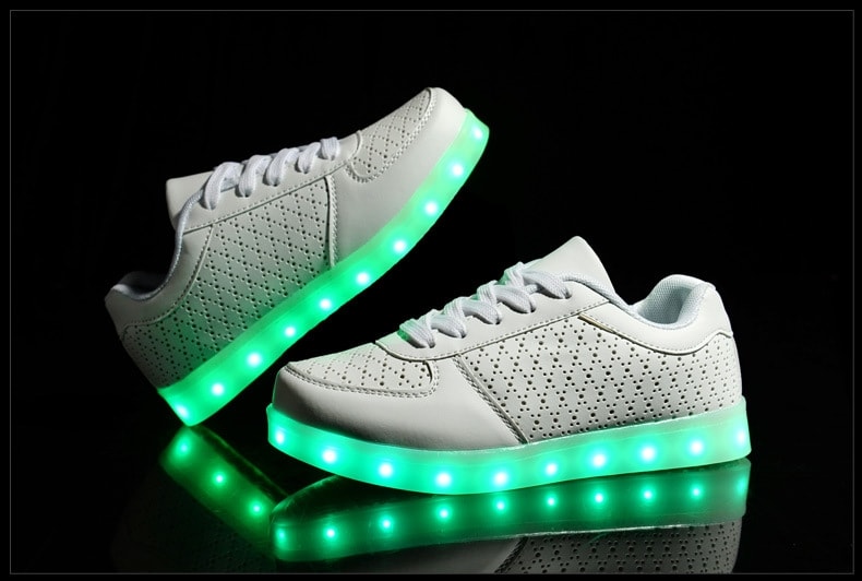 White Casual Korean Style LED Shoes - Unisex Adult